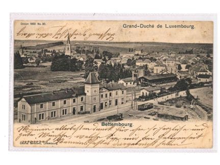 BETTEMBOURG. Cartolina postale con una veduta pano