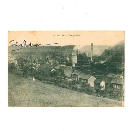 SAULNES. Cartolina postale dedicata alle miniere e