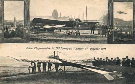 AVIAZIONE. Cartolina del primo aereo a Dudelange "