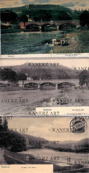 DIEKIRCH. Riunione di cartoline:
1) Ponte sulla Sû