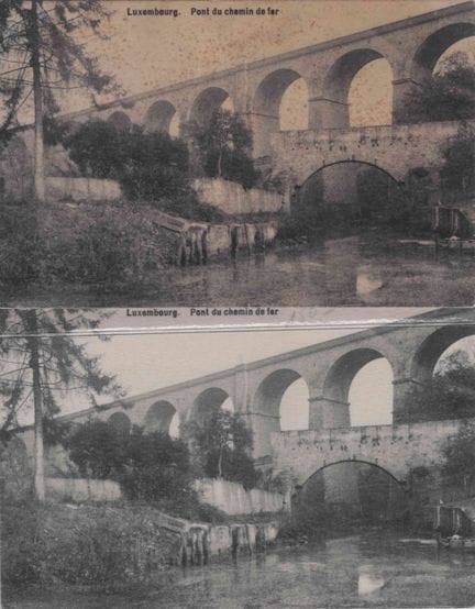 VDL. Riunione di 2 cartoline identiche: Pont du Ch