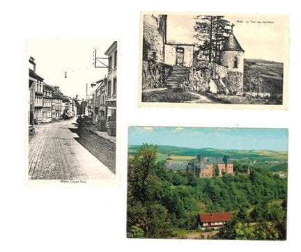 WILTZ. Réunion de 4 cartes postales :
1) Le Châtea