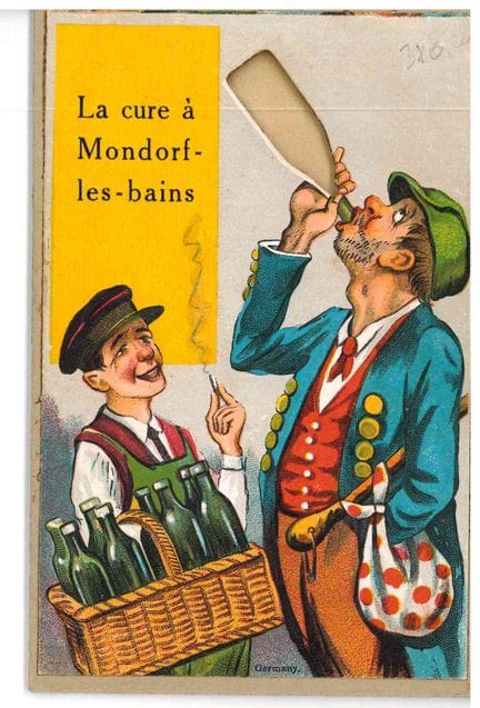 MONDORF. Carte postale humoristique biface de l'ef