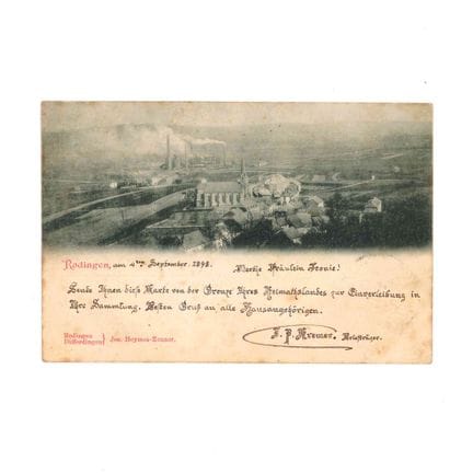 RODANGE. Carte postale panorama avec Église et usi