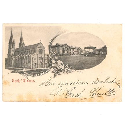 ESCH-SUR-ALZETTE. 2 cartoline identiche ma con ann