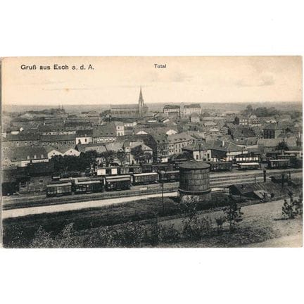 ESCH. Cartolina di un panorama della stazione into
