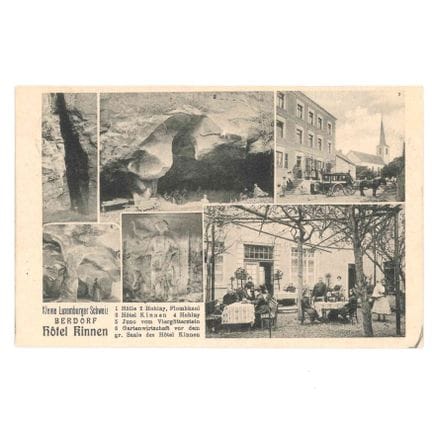 BERDORF. Cartolina con vignette tra cui l'Hotel Ki