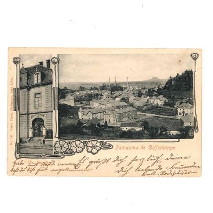 DIFFERDANGE. Cartolina con due immagini: Panorama 