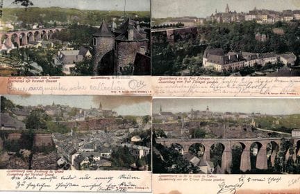VDL. Riunione di 4 cartoline a colori di un panora