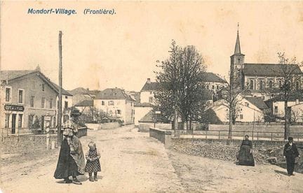 MONDORF. Carte postale animée de la frontière à Mo