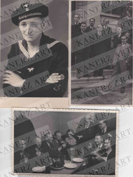 GUERRA II. Set di 3 cartoline fotografiche di una 