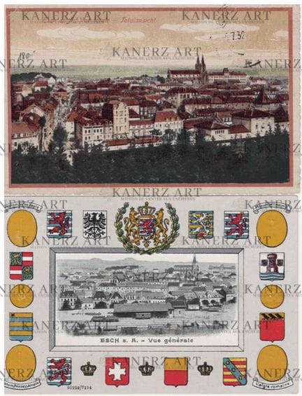 ESCH/ALZETTE: 1. Vista d'insieme (a colori), Gugge