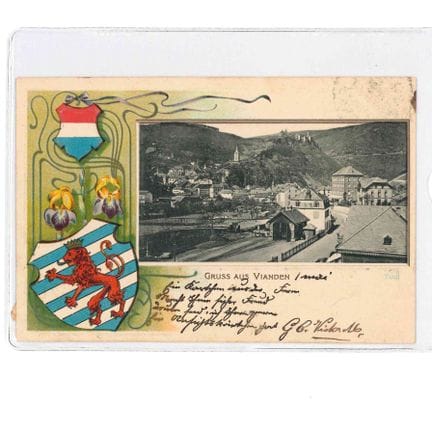 VIANDEN. 1 carte, Gruss Aus Vianden , 1910, par Ro