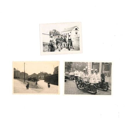 AUTO/MOTO. Réunion de 3 photographies de personnes