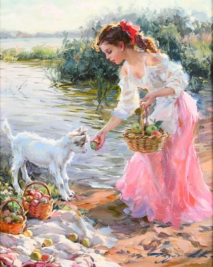 Konstantin Razumov (1974-) Russe. « Au bord du lac