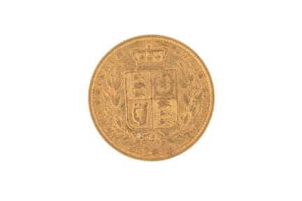一枚维多利亚时期的金苏维埃金币，1853年