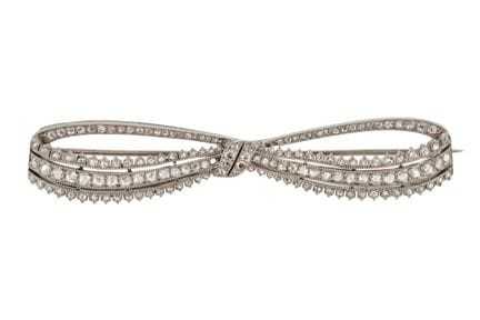 Eine edwardianische Diamant-Schleifenbrosche, um 1
