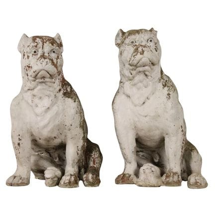 Pair of glazed terracotta dogs. 20th century. 58 c