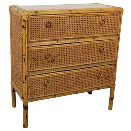 Small rattan chest of three drawers. 20th century.