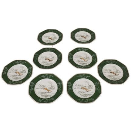 Eight octagonal Hermès plates. Polychrome porcelai