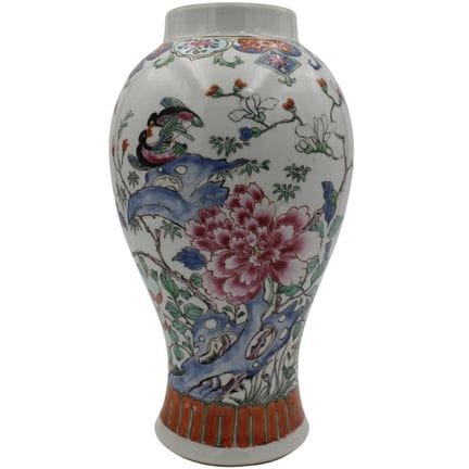 Vase. Antique porcelain with all-over polychrome f