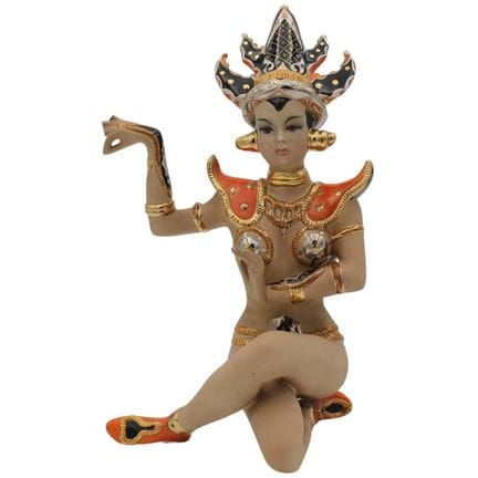 Thai Dancer. Polychrome porcelain sculpture. Marke