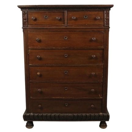 Carved walnut weekly with ornamental carvings. Sic