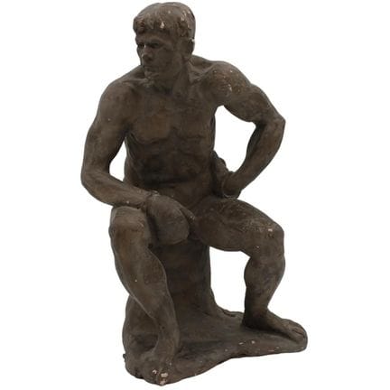 Boxer. Terracotta sculpture. Signed R. Pucci. 20th