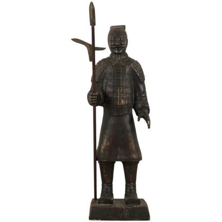 Samurai Sculpture in patinated terracotta. 20th ce