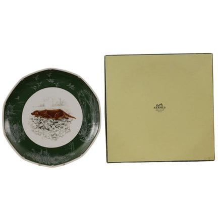 Large octagonal Hermès plate. Polychrome porcelain