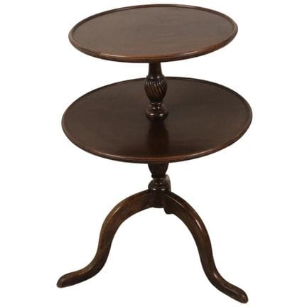 Round coffee table with two shelves, made of mahog