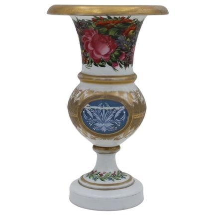 Opaline trumpet-shaped vase, richly decorated with