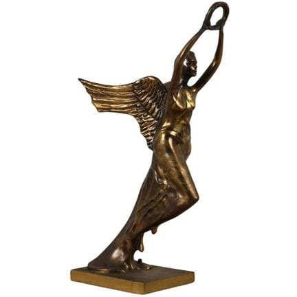 "Winged Victory" Large bronze sculpture. Dated 193