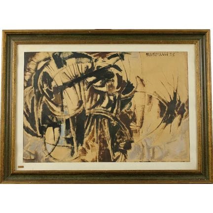 吉吉-马托雷利（1936/2015）《抽象》，纸质混合媒介，有画框。日期为 58 年。厘米 49x7