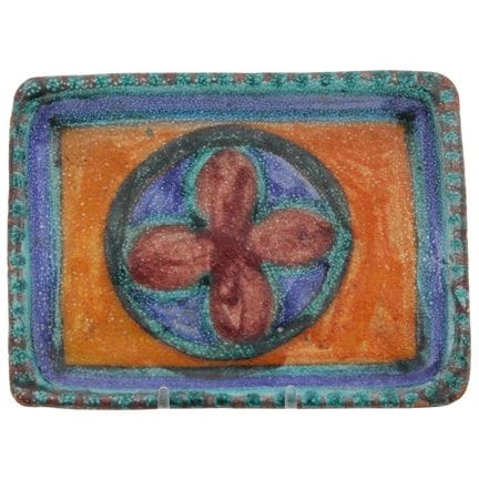 Small polychrome ceramic tray by De Simone. 27.5 x