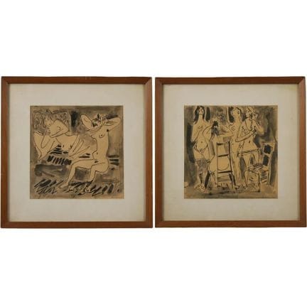 Alfonso Amorelli (1898–1969) "Female Nudes"  Pair 