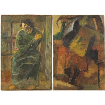 20世纪俄罗斯画派《母性》 双面油画，画布为硬纸板。57×39厘米