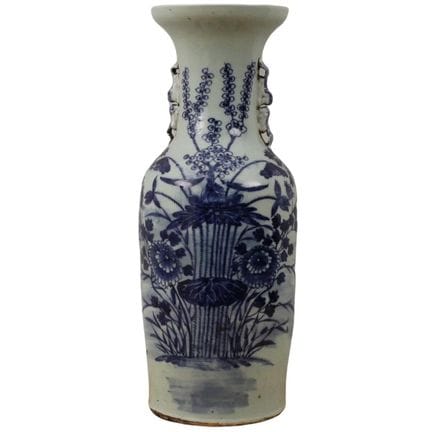 Porcelain vase decorated with polychrome floral an