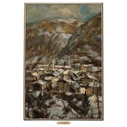 Arturo Bonanomi (1920/2010) « Paysage enneigé »  P