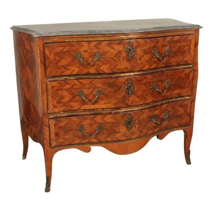 Commode à trois tiroirs en palissandre et bois ros
