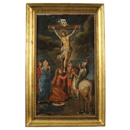 Ecole Flamande 18ème siècle 'Crucifixion' Peinture