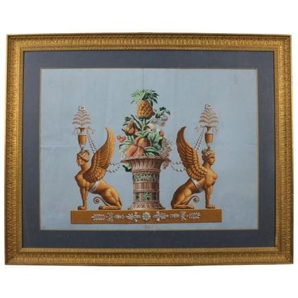 « Nature morte aux sphinx » Grande gouache sur pap