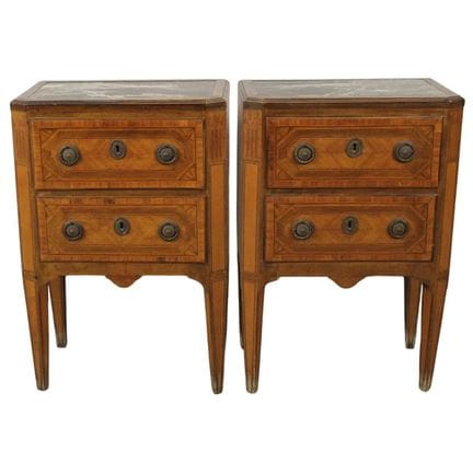 Paire de tables de chevet à deux tiroirs en paliss