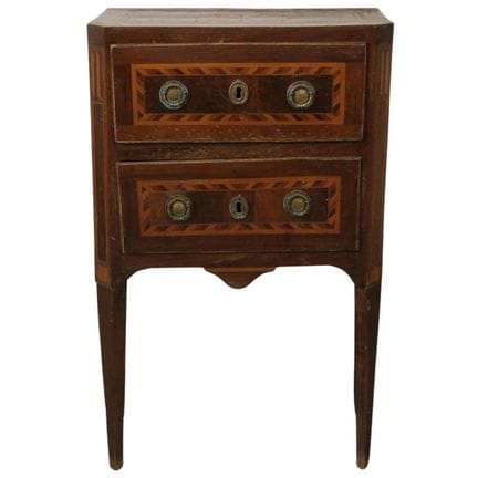Commode à deux tiroirs Noyer incrusté de motifs gé