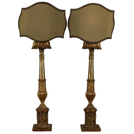 Paire de porte-torches Bois sculpté, doré et laqué