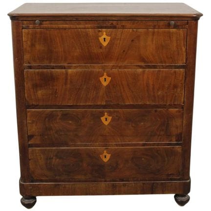 Petite commode « Piuma » en acajou, avec quatre ti