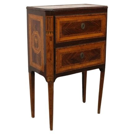 Table de chevet à deux tiroirs. Ébène violet avec 