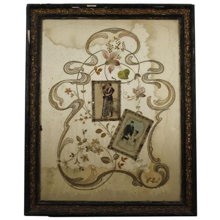 Piece: Embroidery on silk with floral motifs and f