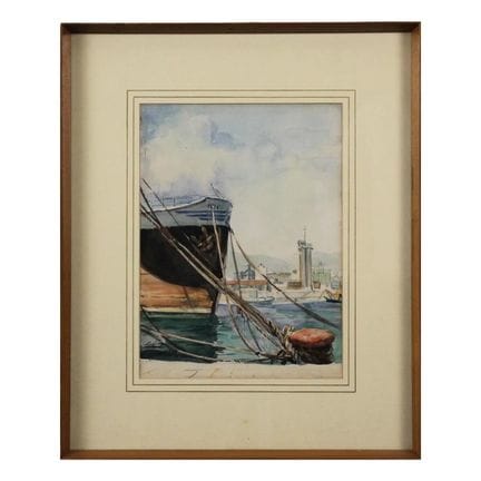 G. Rivolo (XX) « Dans le port de Palerme ». Aquare