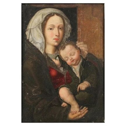 École de Joos Van Cleve « Vierge à l'Enfant endorm